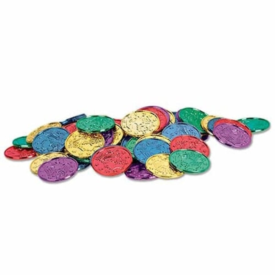 Multi Colour Plastic Coins - Pack of 100