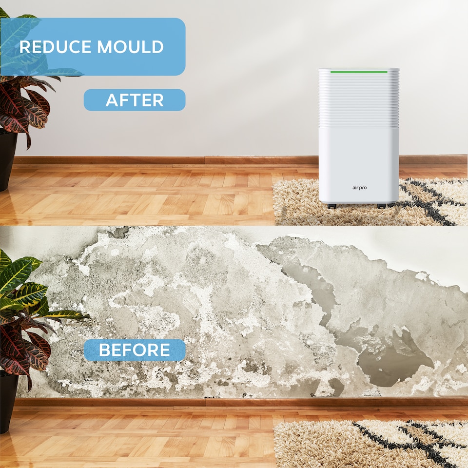 image 1 of Air Pro 12L/Day Digital Dehumidifier - 2L Tank Sleep Mode 24HR Timer For Home Or Office - Portable Quiet Mould, Damp, Condensation Remover | White | 12L / Day | 1