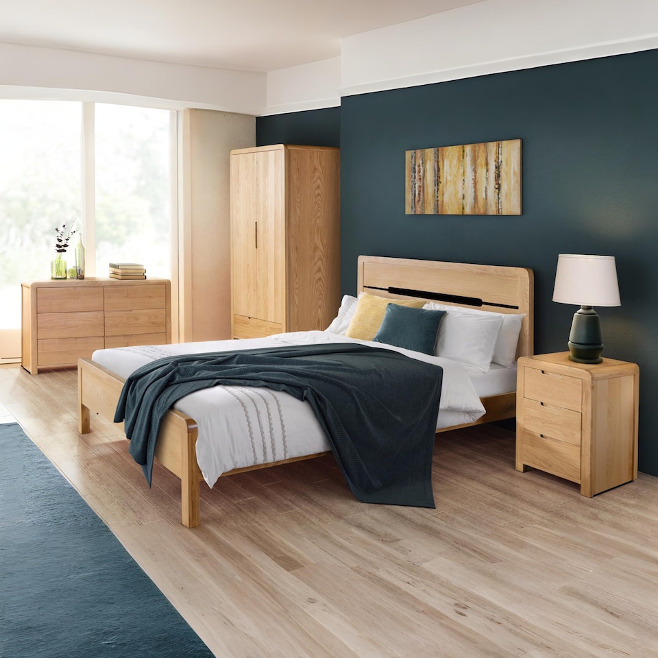image 1 of Curve 2 Drawer Dressing Table with Stool Set - Oak