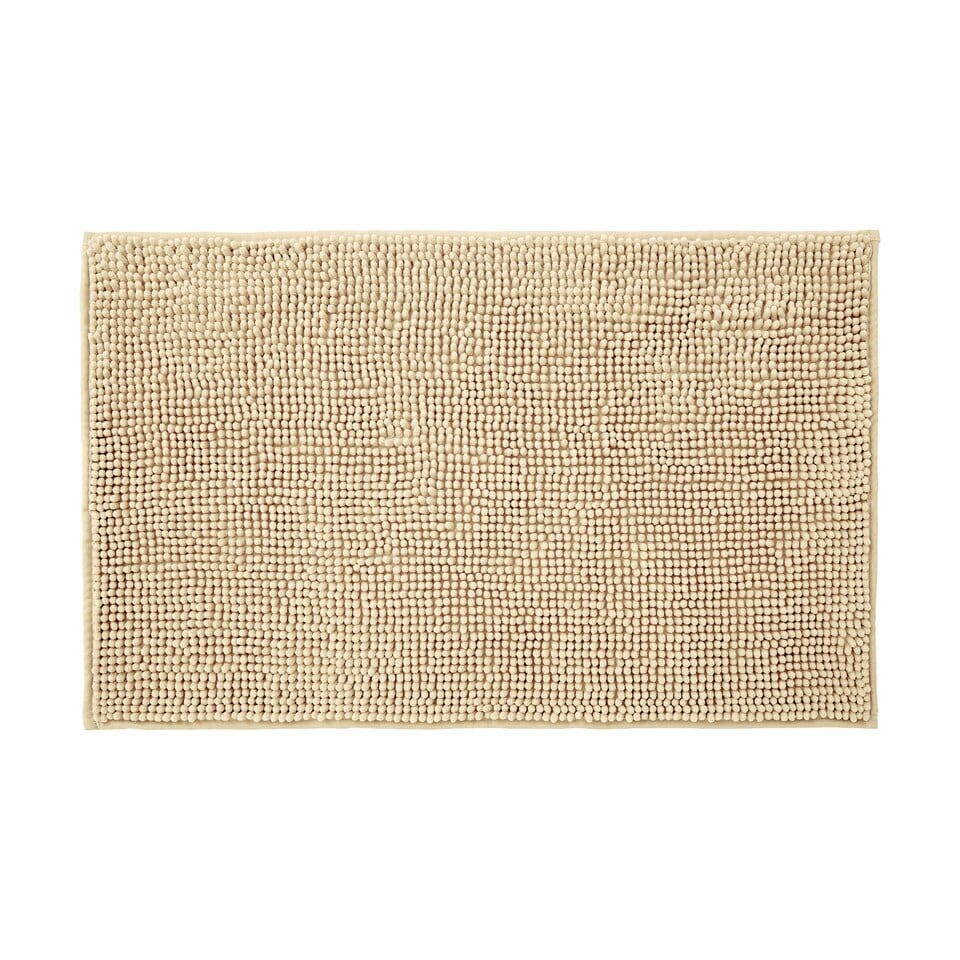 image 1 of Chenille Bobble Bath Mat Non-Slip 60 x 90cm - Beige