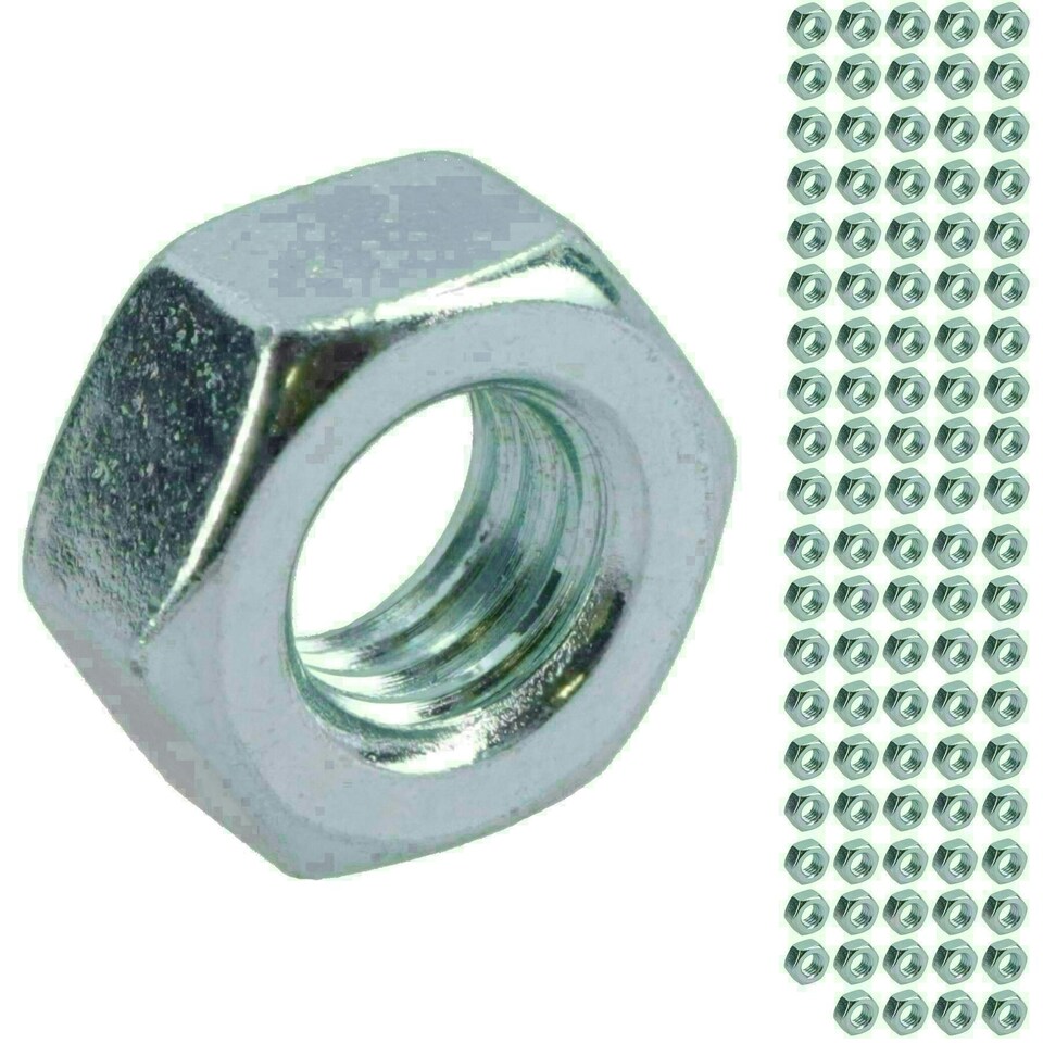 image 1 of M6 x 1.0mm Hex Full Nut Fastener Hexagonal Metric Nuts Grade 8 Zinc Plated 100pk