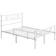 image 2 of Yaheetech 190 cm L × 135 cm W Metal Platform Bed with Scroll Design Headboard White