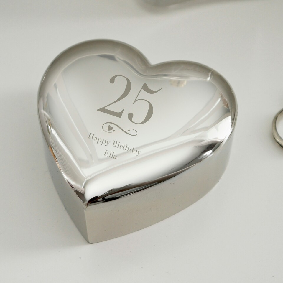 image 1 of Personalised Birthday Big Age Heart Trinket Box