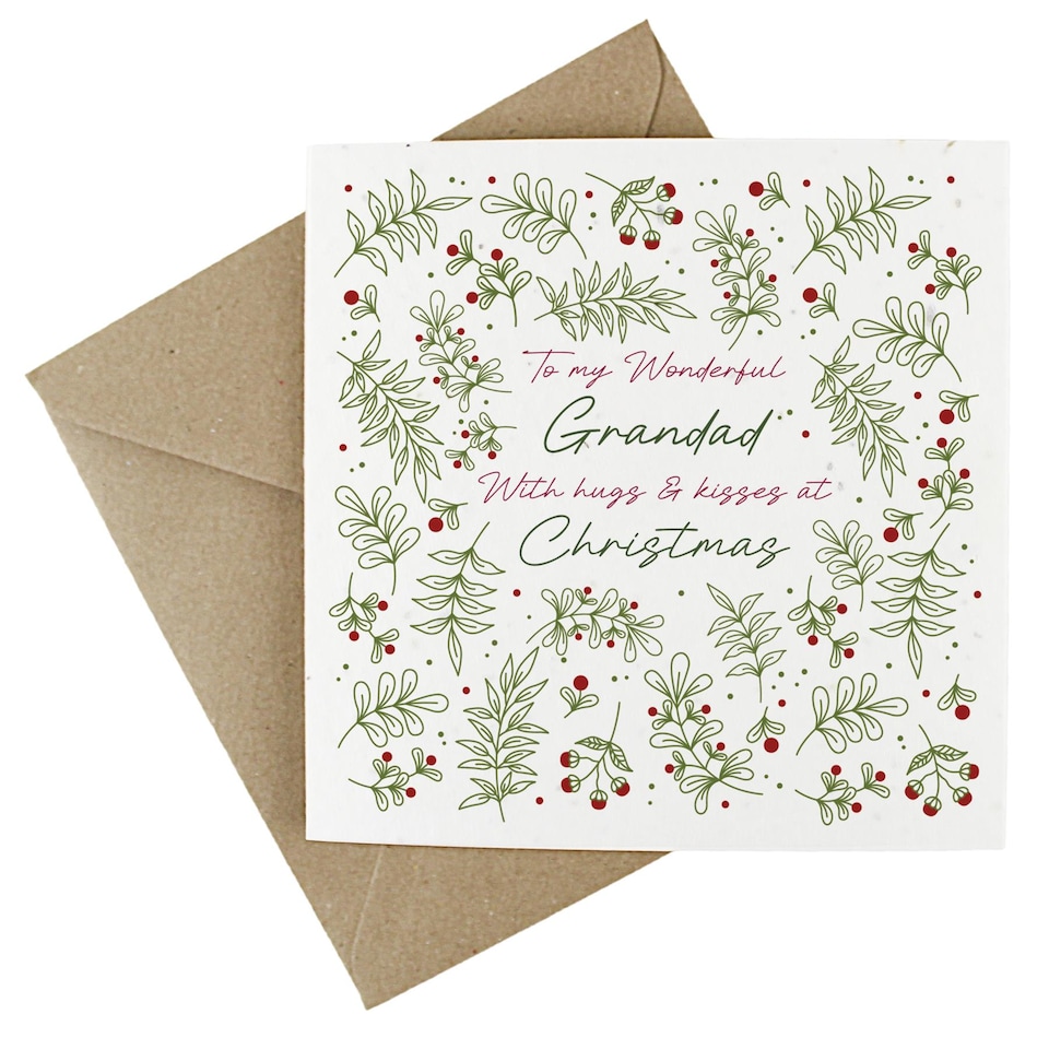 image 1 of Hugs & Kisses - Grandad - Plantable Wildflower Seed Christmas Card