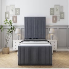 Sloomy Kingsley Steel Plush Bed Frame With 50" Upholstered Headboard 6' Super King