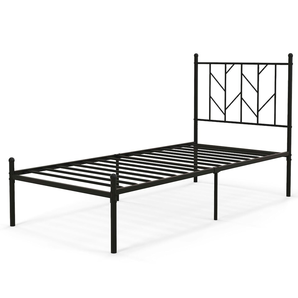 image 1 of COSTWAY 3FT Single Metal Bed Frame Slatted Platform
