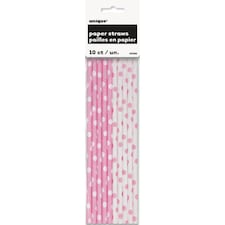 Pack of 10 Lovely Pink Dots Paper Straws