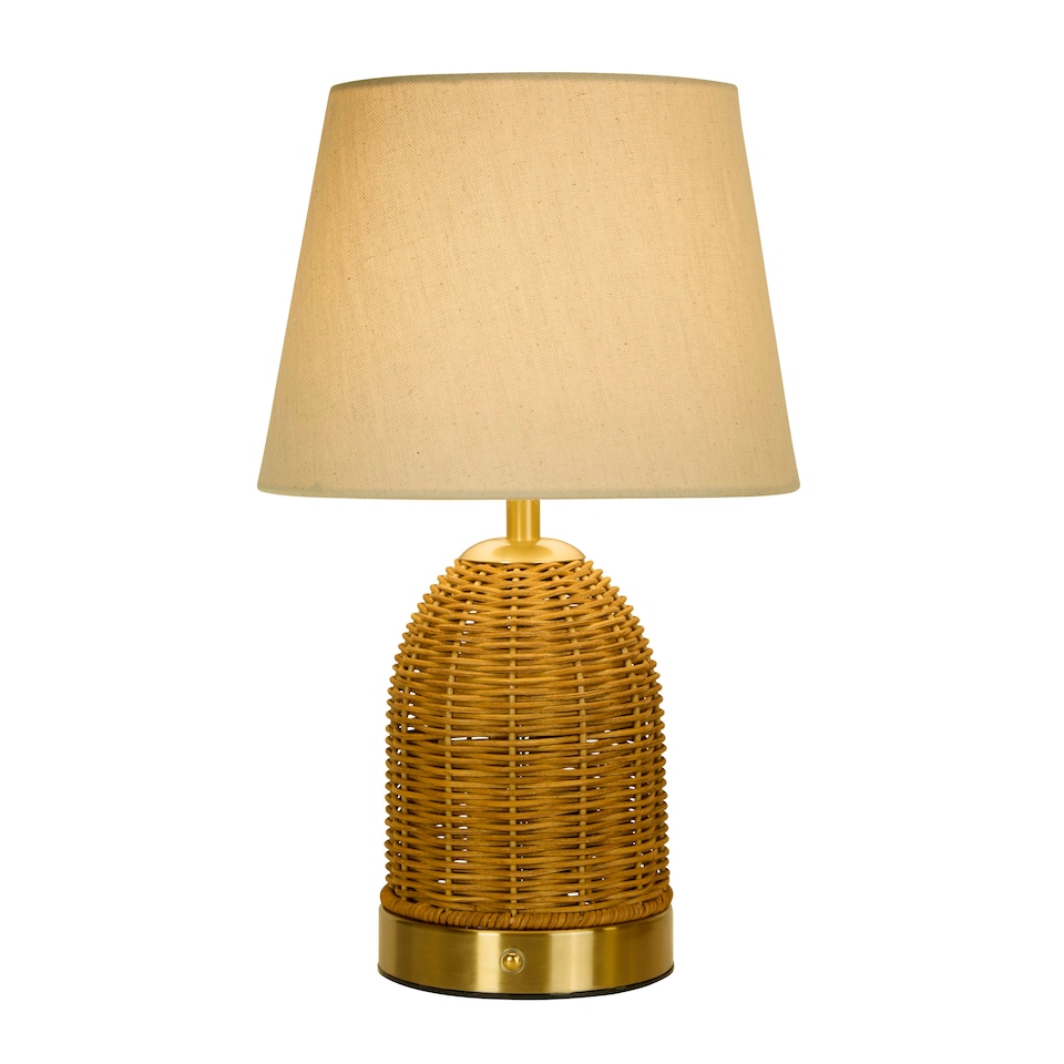 image 1 of RECHARGEABLE RATTAN TABLE LAMP Brown