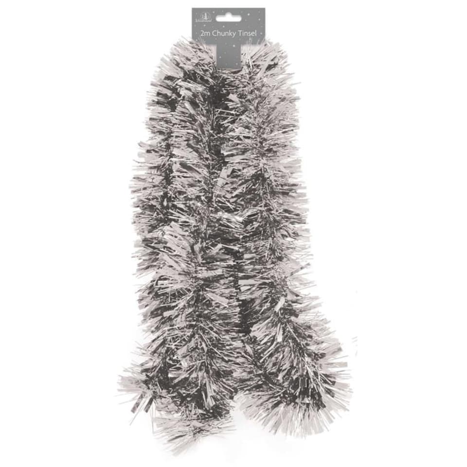 image 1 of 2m Silver Christmas Chunky Tinsel