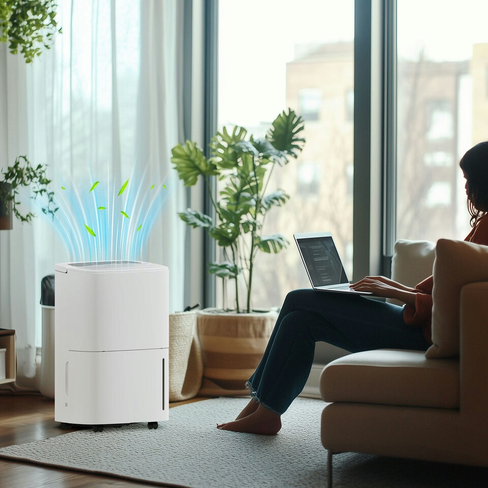 image 1 of HOMCOM 20L/Day Dehumidifier with Continuous Drainage, 5L Water Tank, Timer