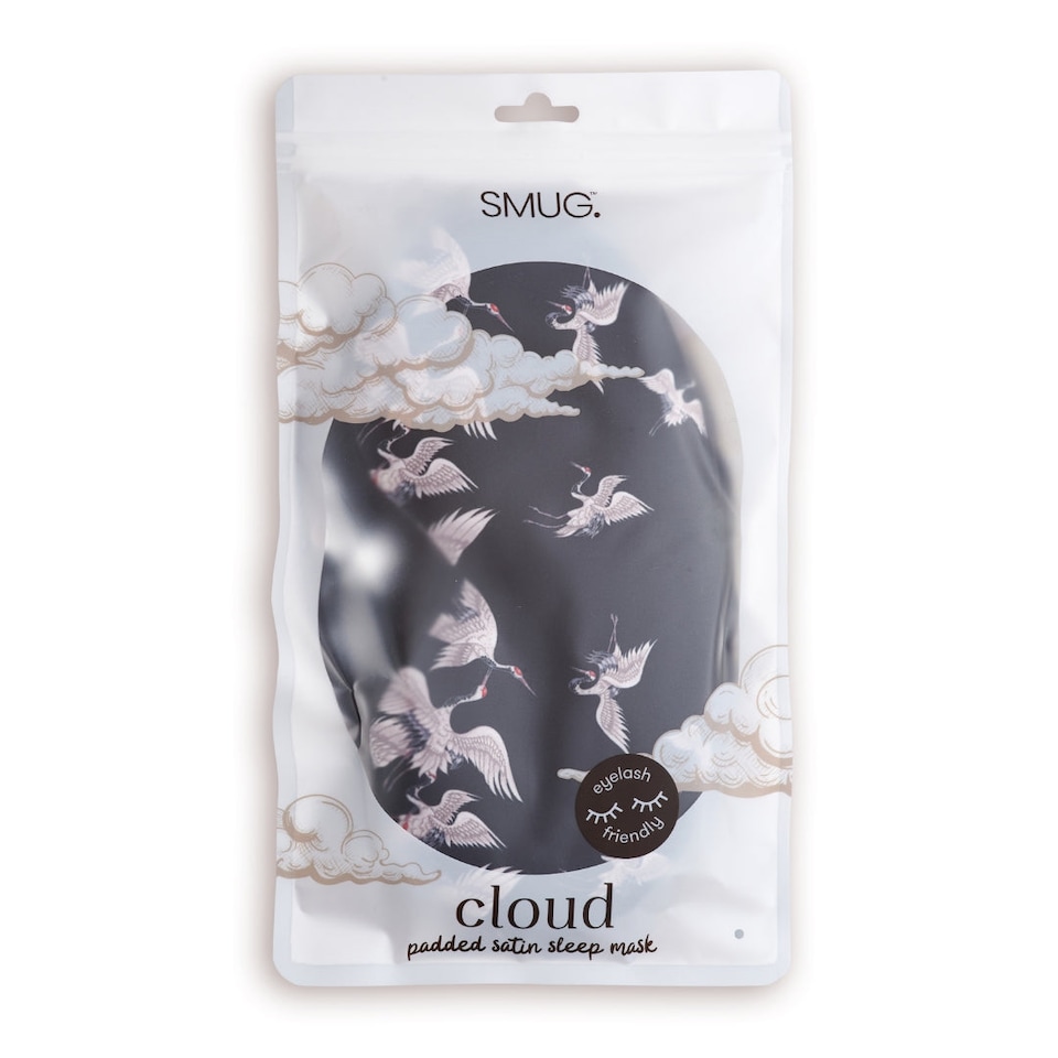 image 1 of SMUG Cloud Padded Satin Sleep Mask - Moonlit Cranes Print