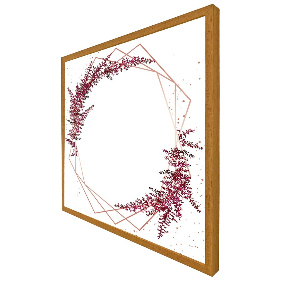 image 1 of Pink flower and geometric shapes (Picture Frame) Brown | Oak | S