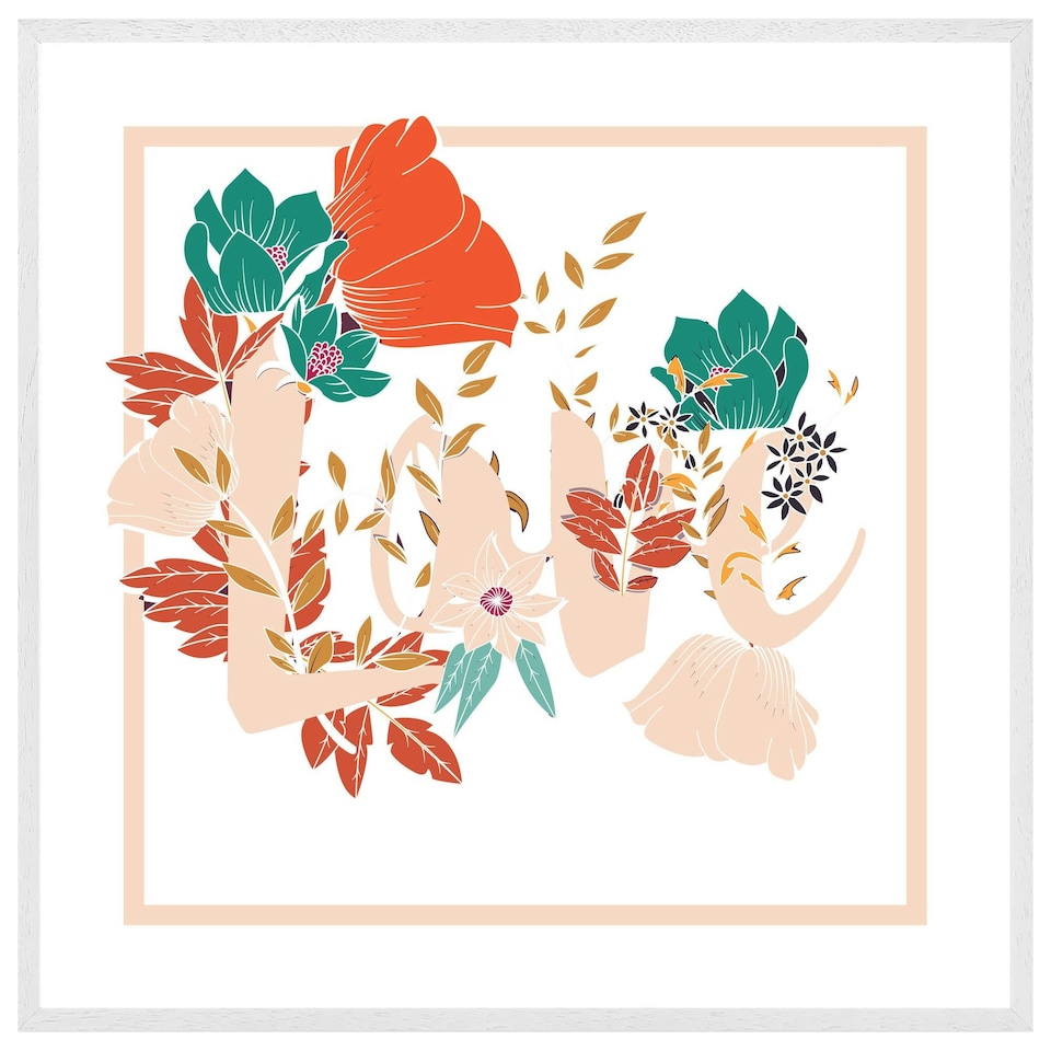 image 1 of Love & flowers (Picture Frame) White | XL
