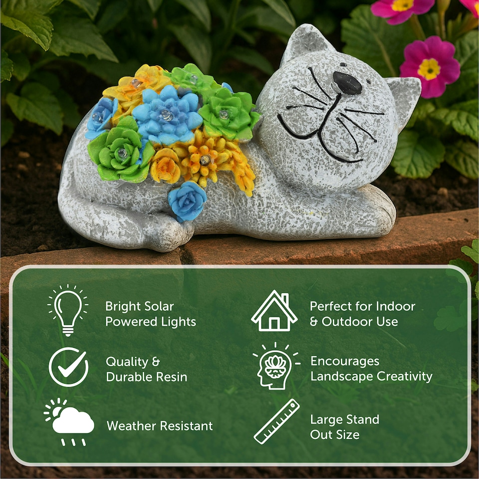 image 1 of Solar Cat Statue Garden Ornaments Outdoor Decorations