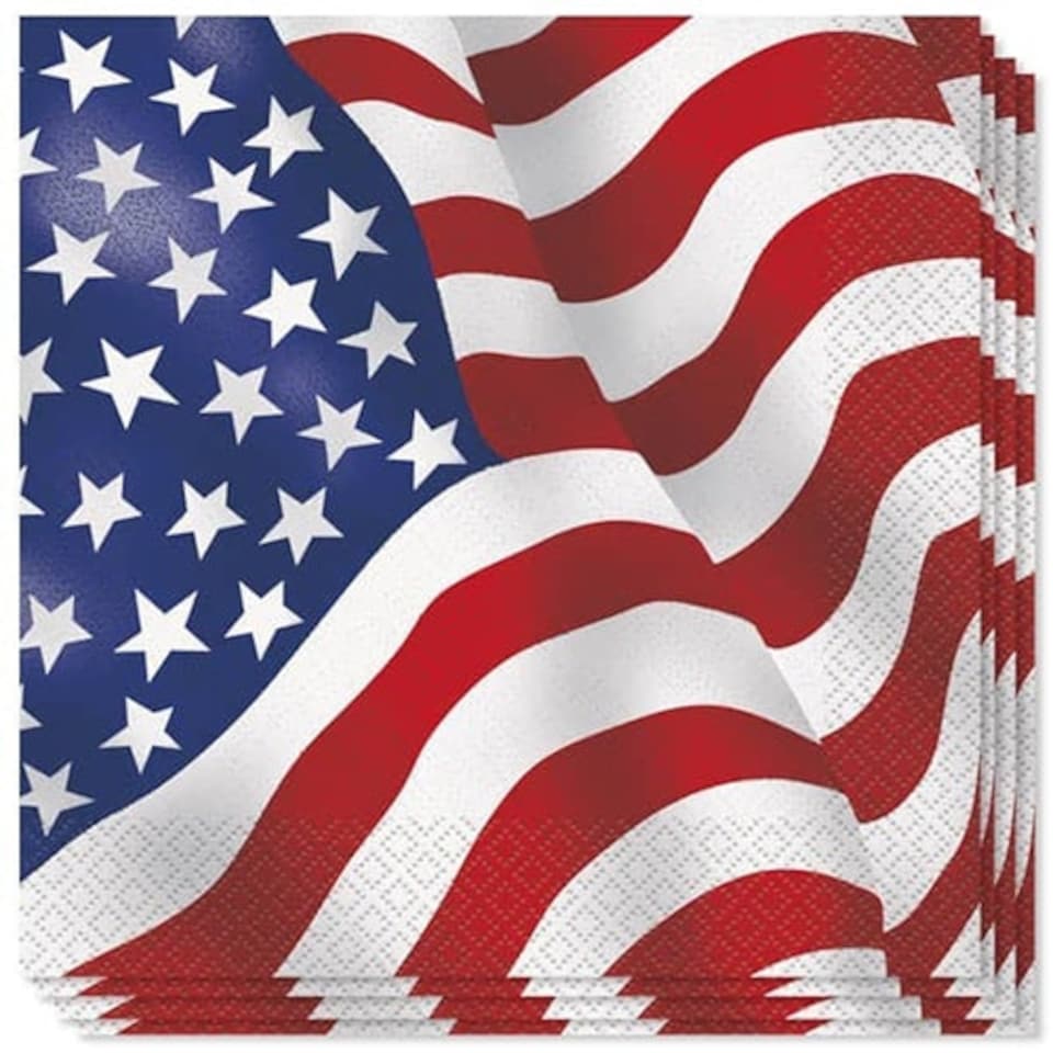 USA Flag Luncheon Napkins - 2Ply - 33cm - Pack of 16