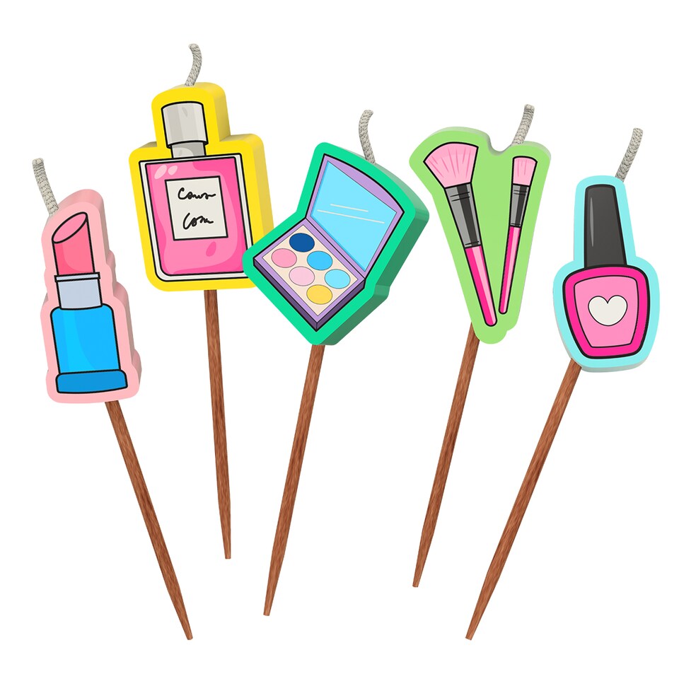 image 1 of Novelty Birthday Cake Candle Set - Makeup