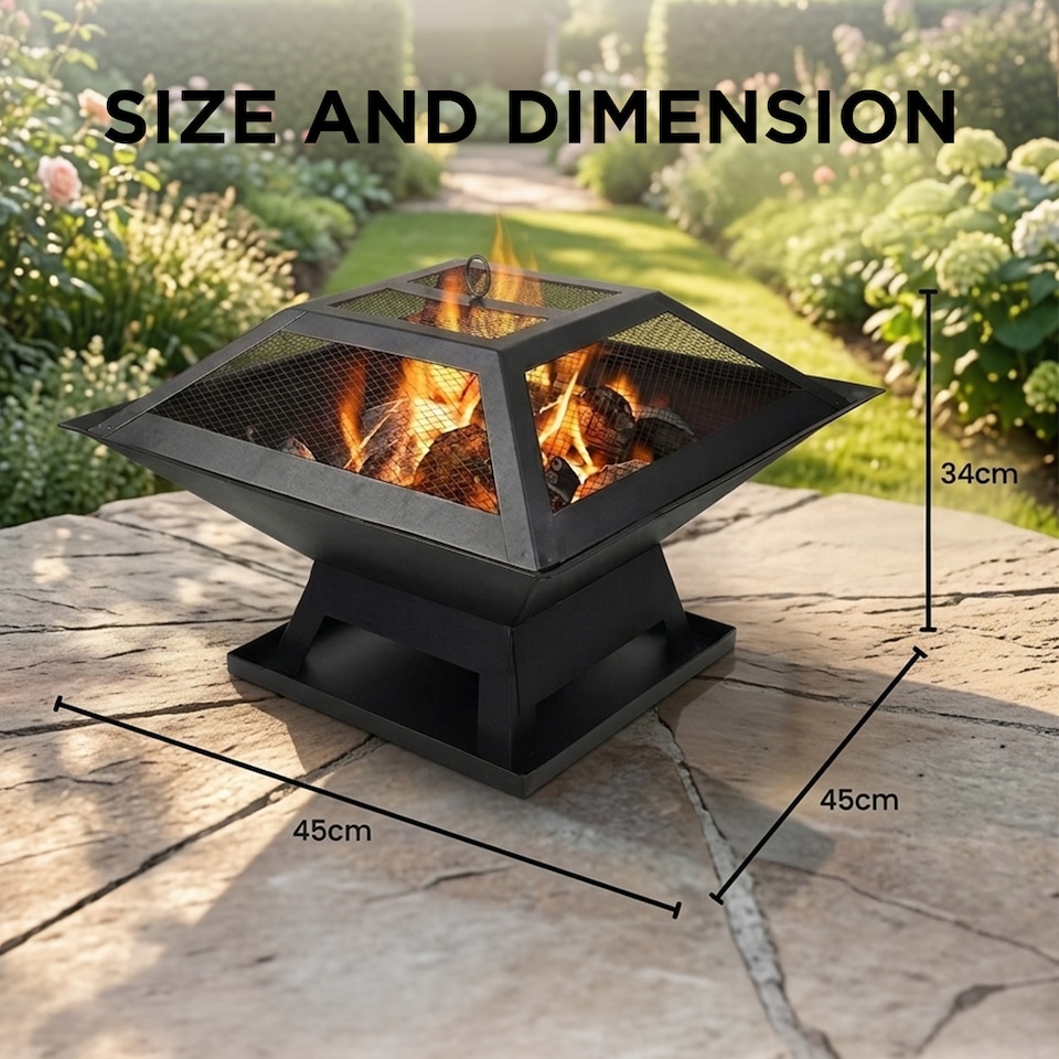 image 1 of Hortus Metal Square Firepit BBQ