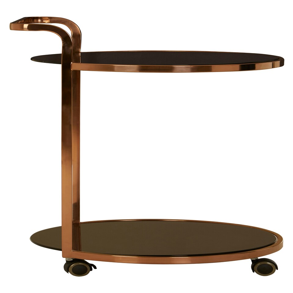 image 1 of Interiors by Premier Elegant 2 Tier Gold Finish Drinks Trolley, Functional Bar Trolley, Easy Mobility Drinks Trolley