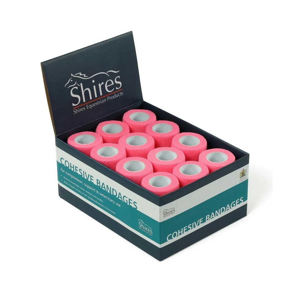 image 1 of Shires Horses Cohesive Bandages (Pack of 12) - Pink - 2m x 10cm