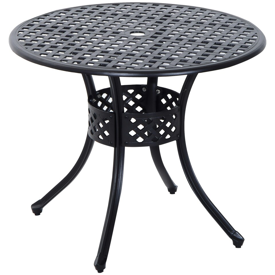 image 1 of Outsunny Round Aluminium Outdoor Garden Dining Table with Hole