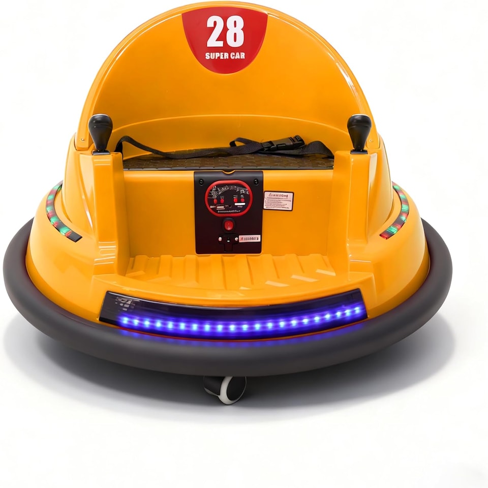 image 1 of Alivio Remote Control Bumper Car for Kids, 360° Spin with Lights, Music & Safety Belt (Yellow)