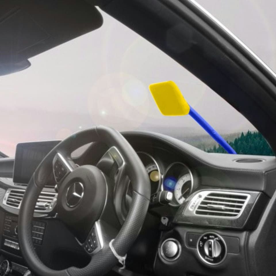 image 1 of 2Pcs Goodyear Windscreen Wonder Microfibre Cleaning Defogging Pad Long Handle Blue
