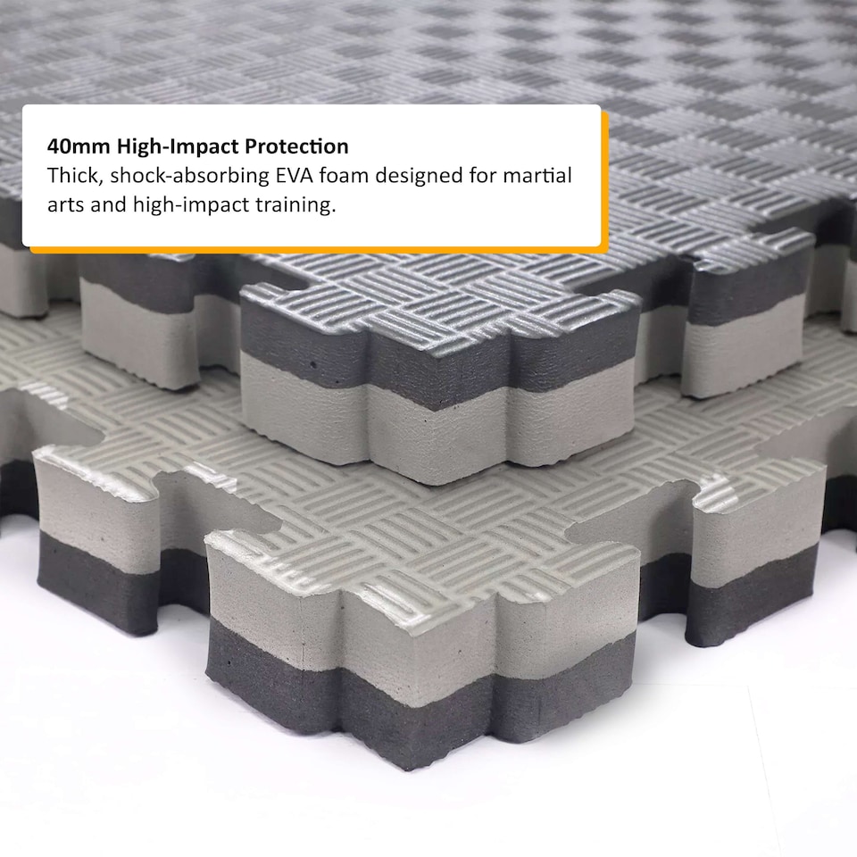 image 1 of 40mm Premium Reversible EVA Tatami Foam Mats | Black | Pack of 24