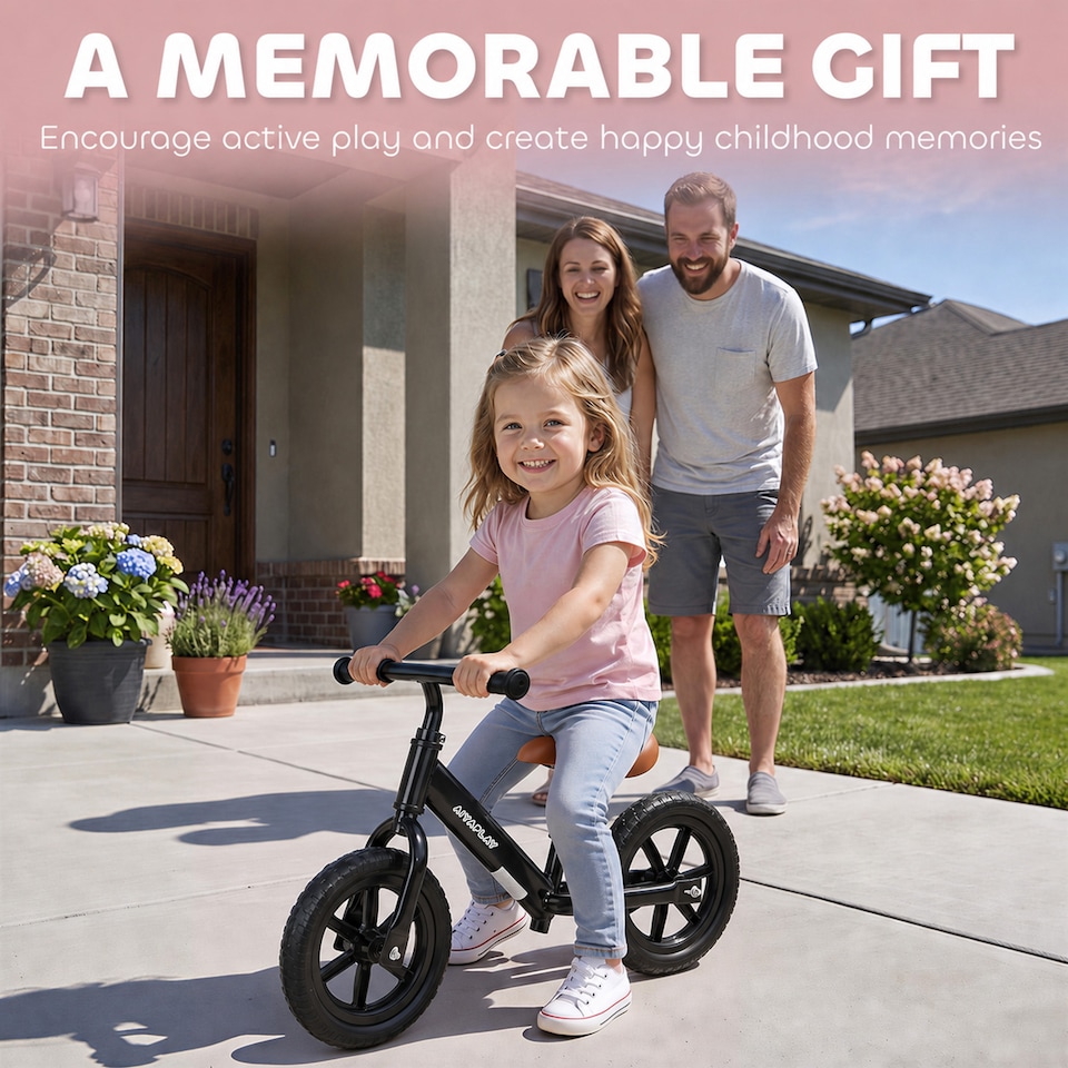 image 1 of AIYAPLAY 11.2" Balance Bike with Lighting Wheels for 2-5 Years, Black