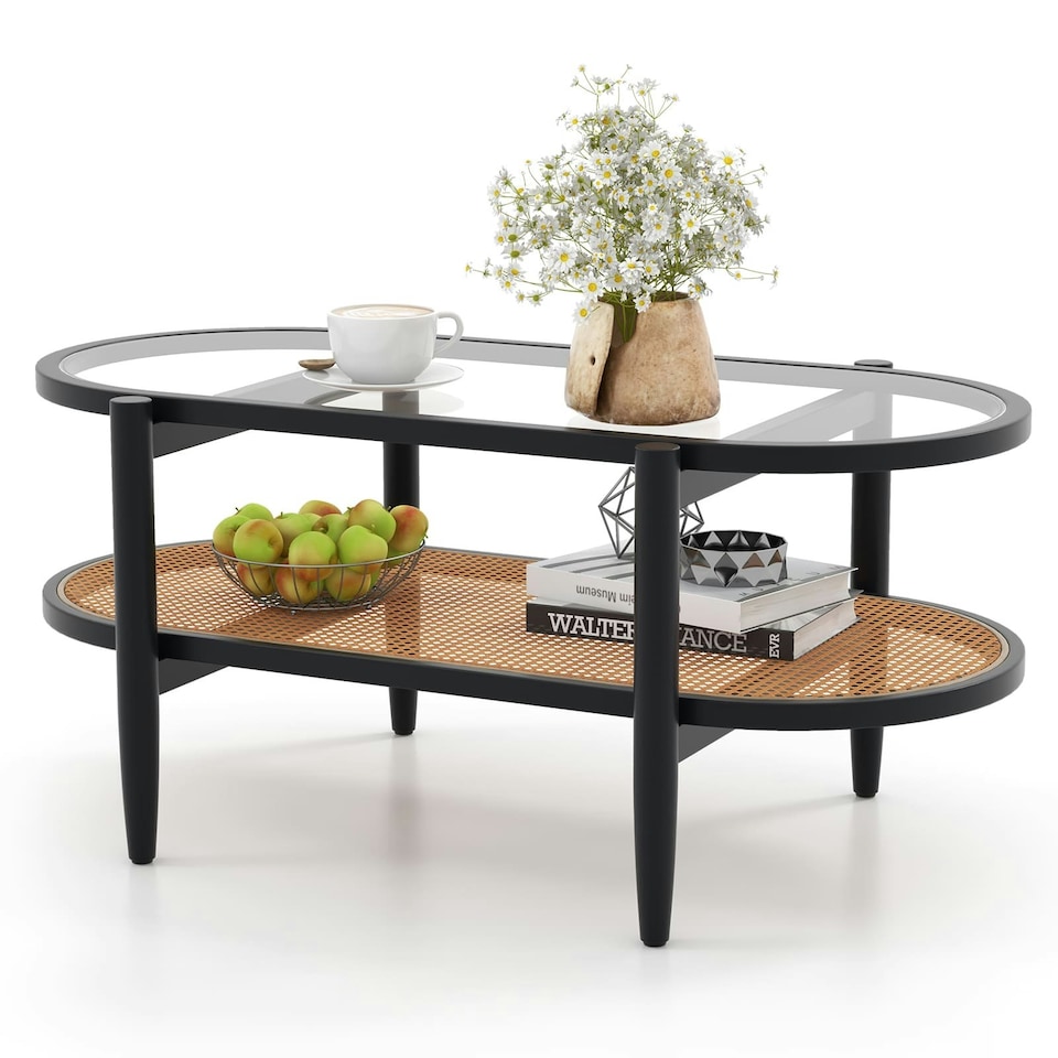 image 1 of COSTWAY Round Coffee Table Modern Table Sofa Center Table Black