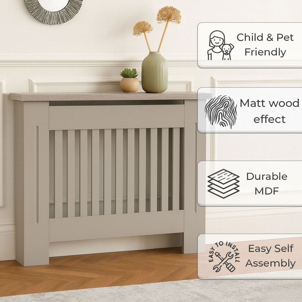 image 1 of Neo Grey Belgravia Decorative Radiator Cover Cabinet | Grey | Grey | S