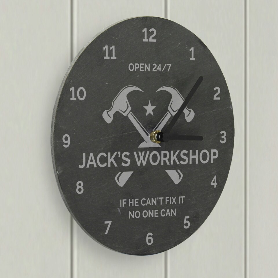 image 1 of Personalised Tools Slate Clock Black