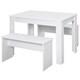 image 1 of HOMCOM 3 Pcs Modern Dining Table Set with Table 2 Bench Seats Compact