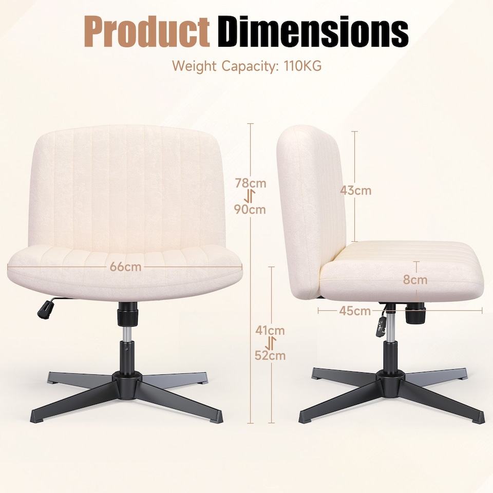 image 1 of Rattantree Ergonomic Cross Legged Office Chair Armless Velvet Desk Chair