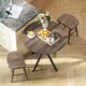 image 8 of HOMCOM 80cm Round Dining Table, Industrial Kitchen Table with Steel Legs | Brown | Dark wood grain | 80 x 80 x 75 cm
