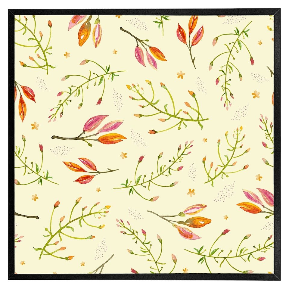 image 1 of Green branches on light background (Picture Frame) Black | XL