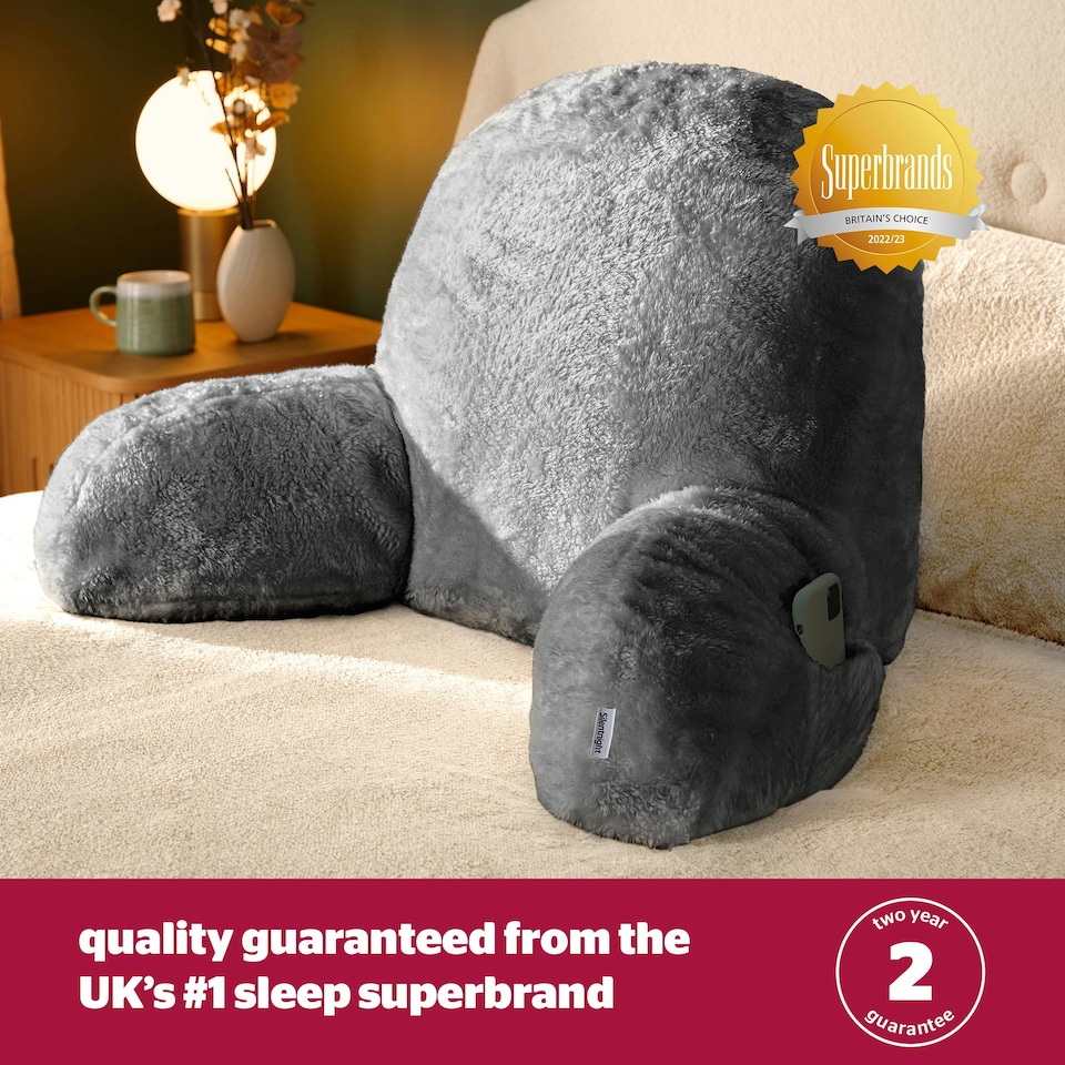 image 1 of Silentnight Cosy Cuddles Pillow, Back Support Reading Pillow, Grey