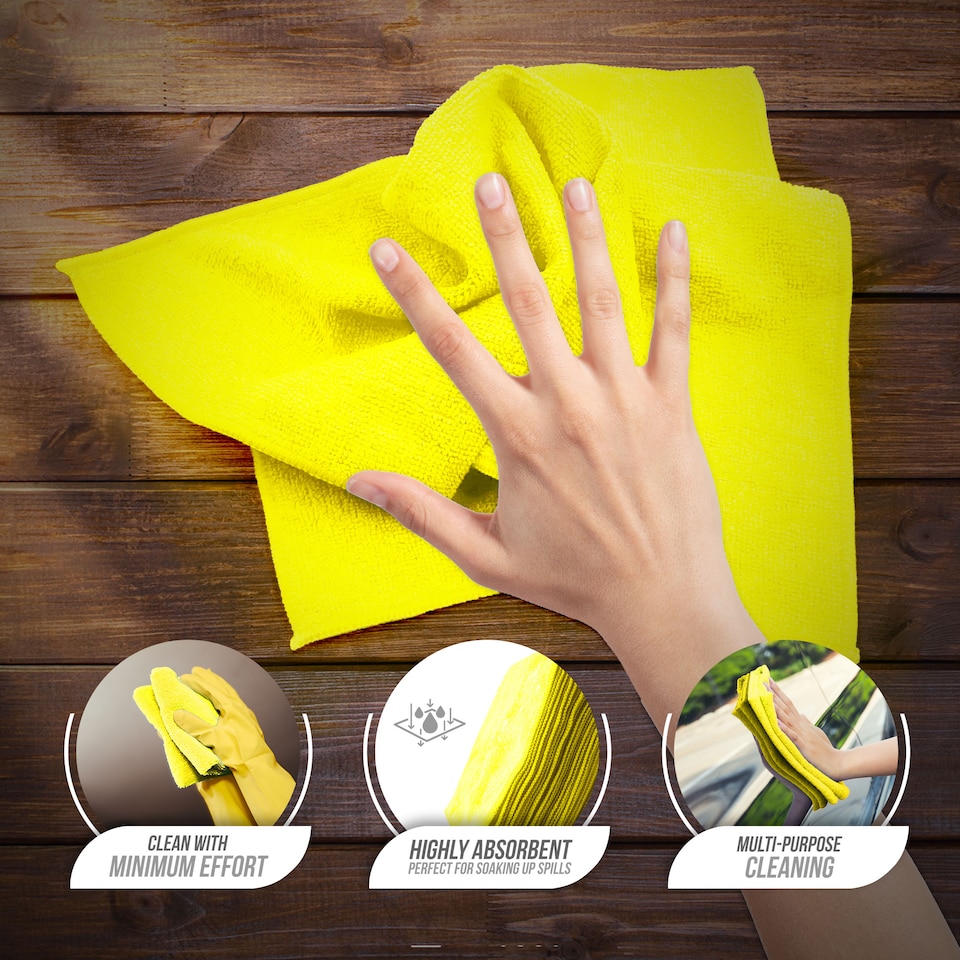 image 1 of Microfibre Cleaning Cloth 40x40cm Super Absorbent Lint Free Microfiber Cloths Cleaning for Home, Kitchen, Mirrors, Car - Pack of 10