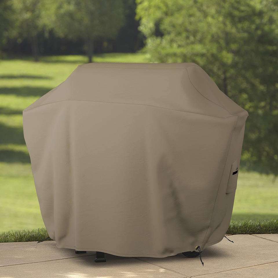 image 1 of Covers&All BBQ Grill Cover, 12 Oz Waterproof UV & Weather Resistant, Outdoor Cover with Air Vents, 50 in x 50 Inch, Beige