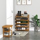 image 2 of HOMCOM 5-Tier Shoe Rack Acacia Wood Shoe Storage Shelf for Entryway Bedroom Teak