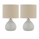 image 1 of First Choice Lighting Set of 2 Tuscan White Ceramic Lamps with Natural Linen Shade White | Brown