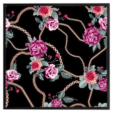 Chain and flowers pattern (Picture Frame) Black | M