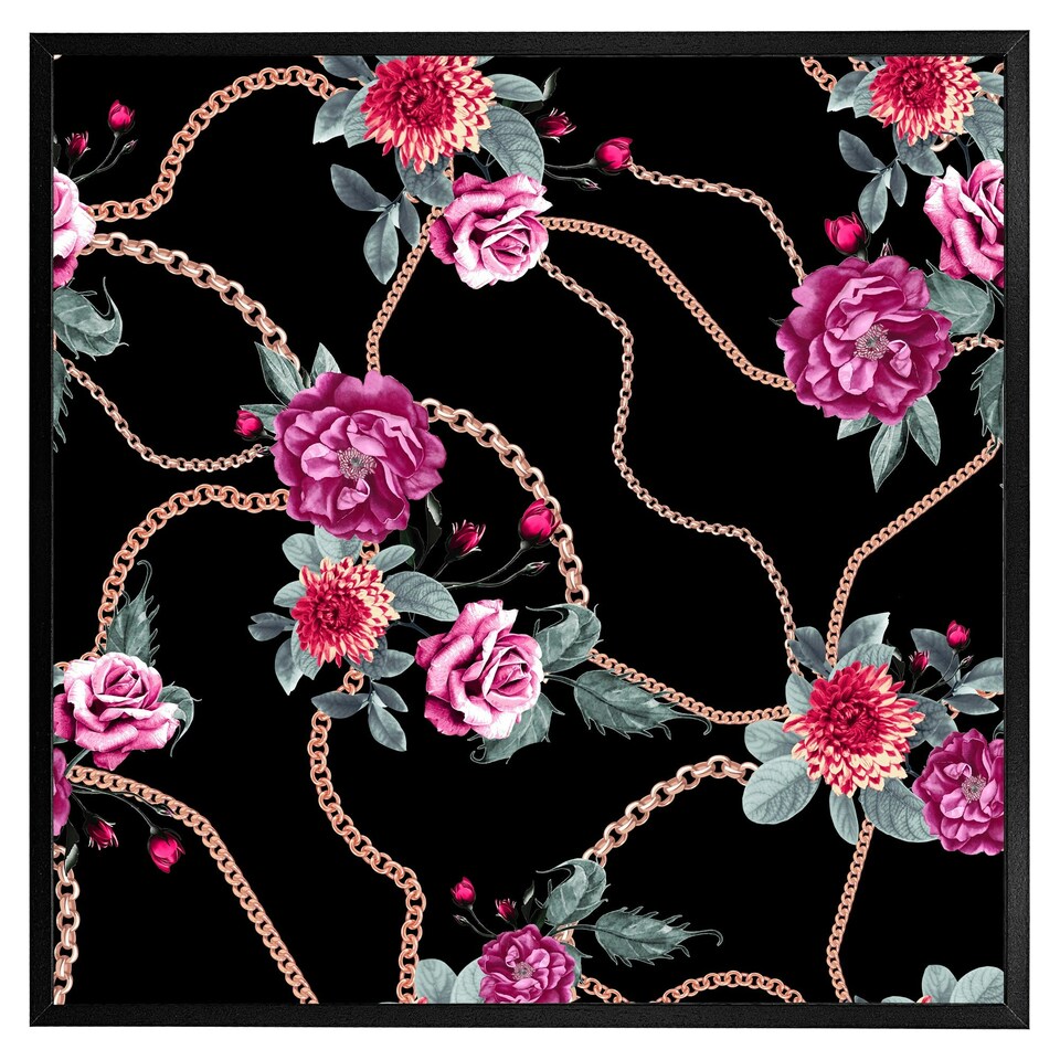 image 1 of Chain and flowers pattern (Picture Frame) Black | M