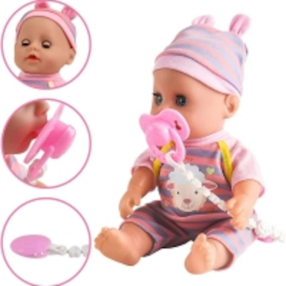 image 1 of 12” My First Baby Doll Play Set – 15 Piece Set with Crib, Mobile, High Chair & Accessories – Soft Body Doll for Kids Ages 3+