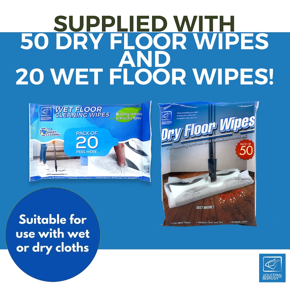 image 1 of Floor Mop & Disposable Wipes Bundle Includes 60 Dry & 20 Wet Wipes