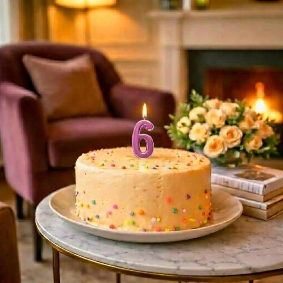 image 1 of Number Candle Pink 6 Candle Birthday Anniversary Party Cake Decorations Topper | Pink