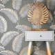 image 3 of Fine Decor Cascade Leaf Wallpaper - Grey/Rose Gold - 10m x 53cm | Grey