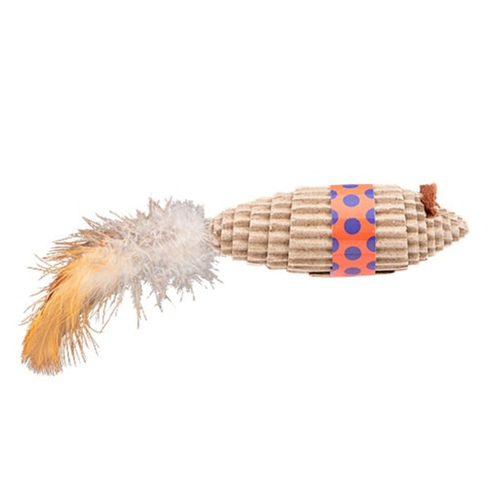 image 1 of Pet Touch Cardboard and Feather Mouse Play Cat Toy