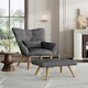image 3 of Living and Home Classic Linen Oak Wood Legs Leisure Armchair with Cushion and Footstool - Dark Grey 60*50*100cm Grey