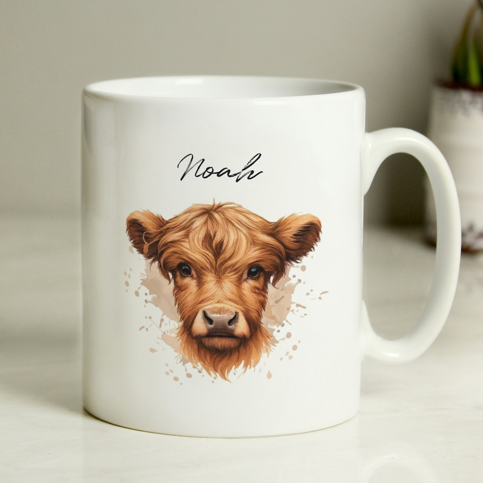 image 1 of Personalised Highland Cow Mug - Boy