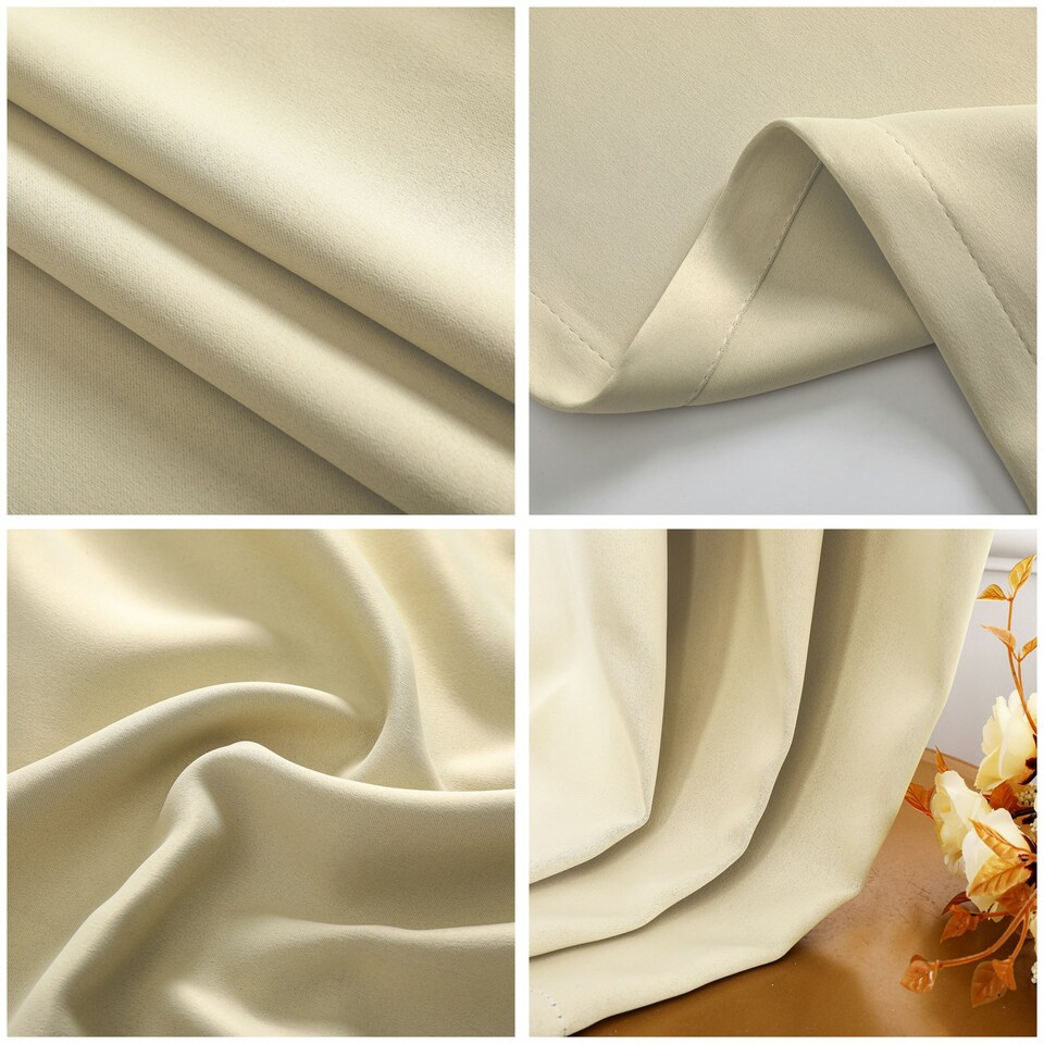 image 1 of Cream Eyelet Curtains - Thermal Blackout Curtains  - 46 x 54 Inch Drop - 2 Panel Cream